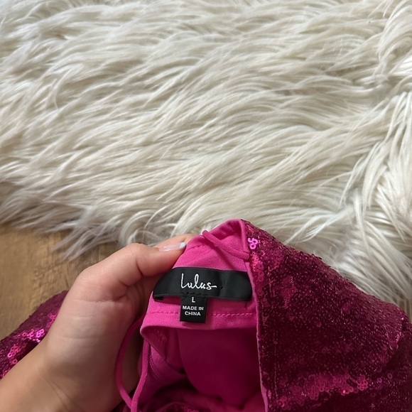 LULU’S Bring It Magenta Sequin Bodycon Mini Dress - Picture 4 of 4